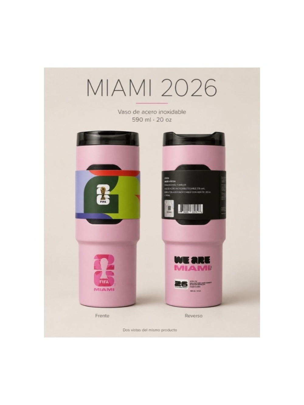 Termo FIFA World Cup 2026™ Miami 20 oz / 590 ml – Acero inoxidable